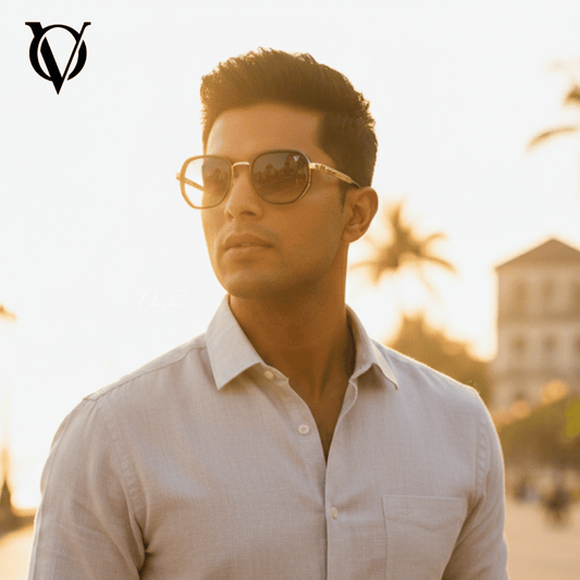 Men Black Gold Sunglasses 2690