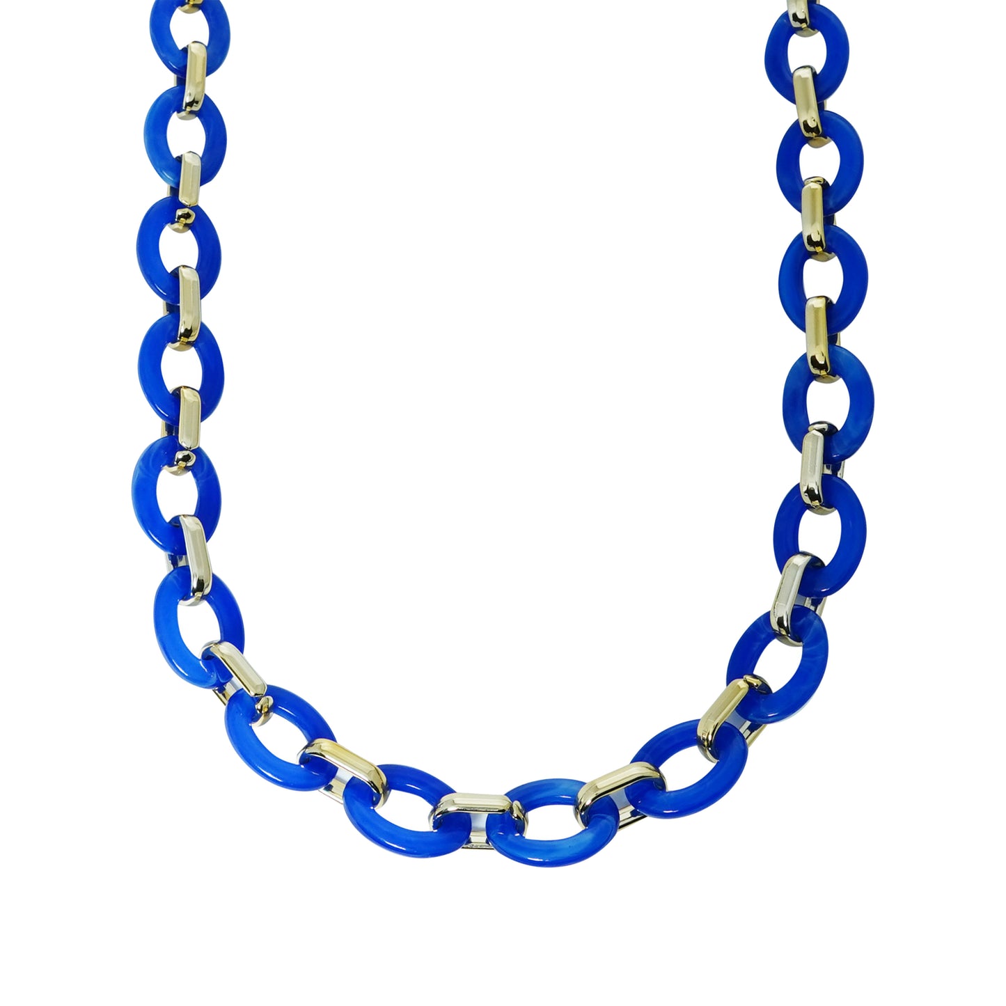 trendy funky blue chain with small silver metal loops