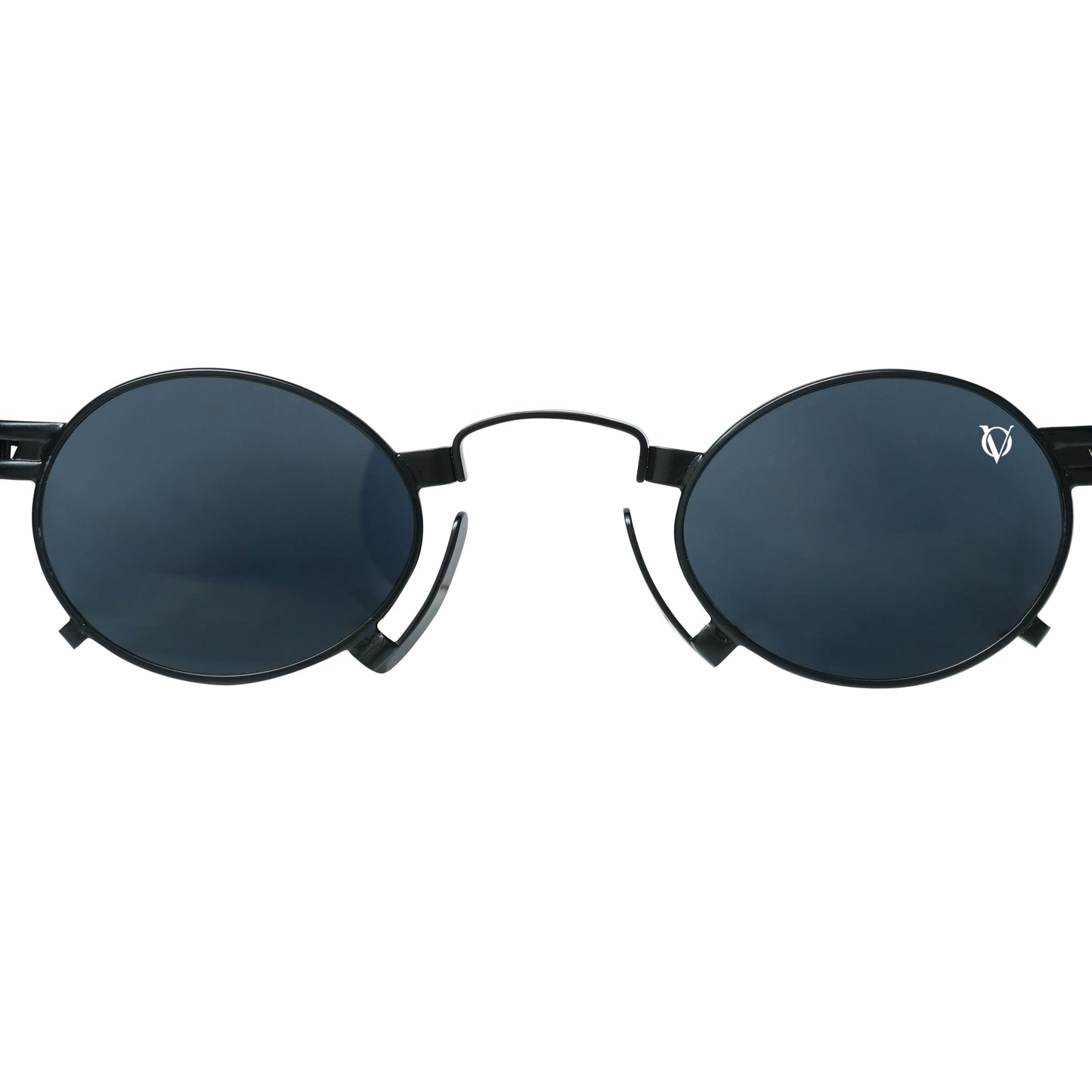 Black square sunglasses with polarized grey lenses and a durable lightweight black frame-zoomed view