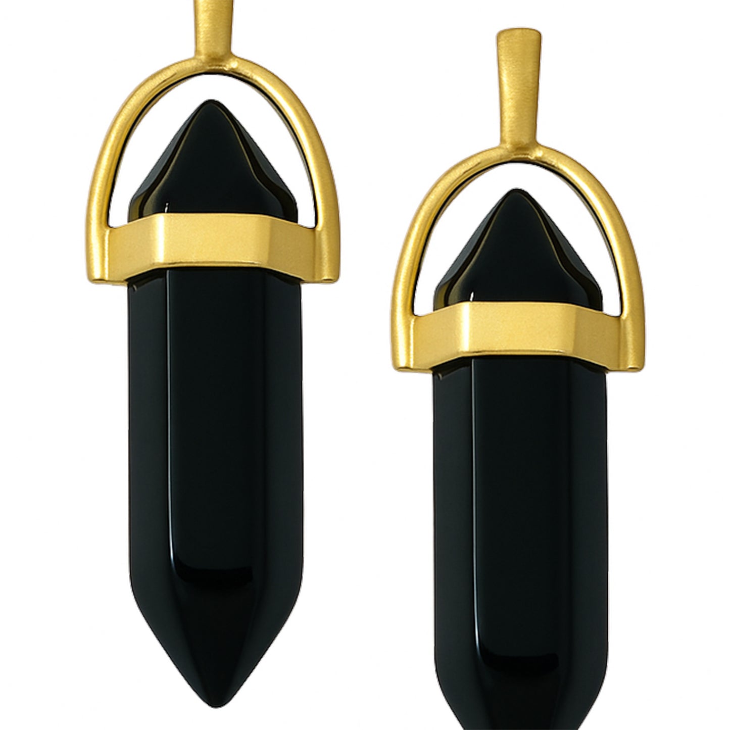 Black crystal pointed charms with gold caps-zoomed view