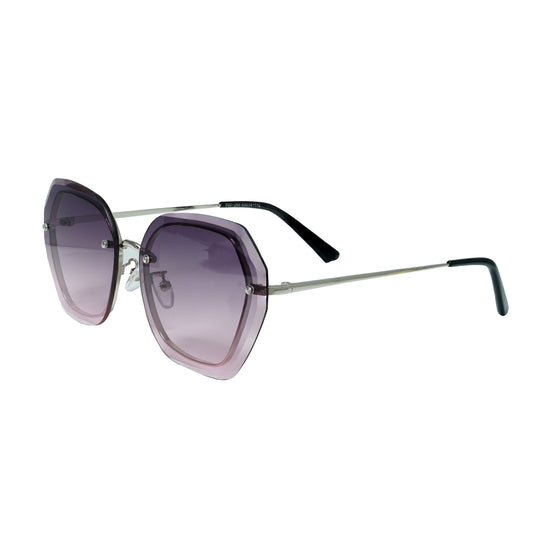 Purple gradient lenses with hexagonal frame-side view