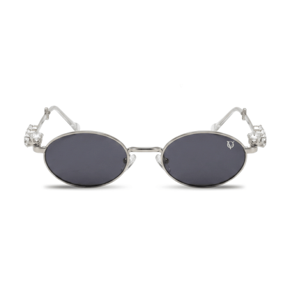 Crystal Muse Oval Sunglasses (S020)Silver