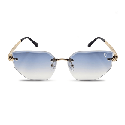 Silver Edge Rimless Blue Gradient Sunglasses (2748)