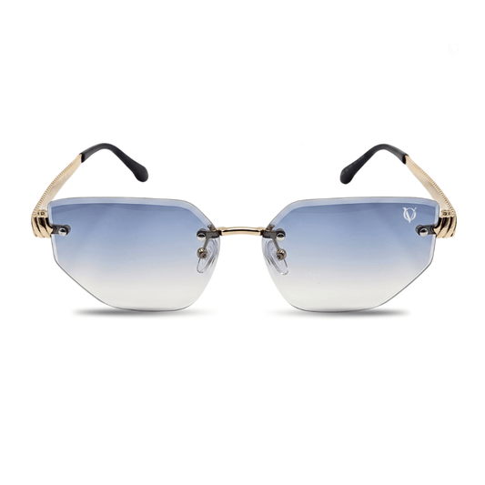 Silver Edge Rimless Blue Gradient Sunglasses (2748)
