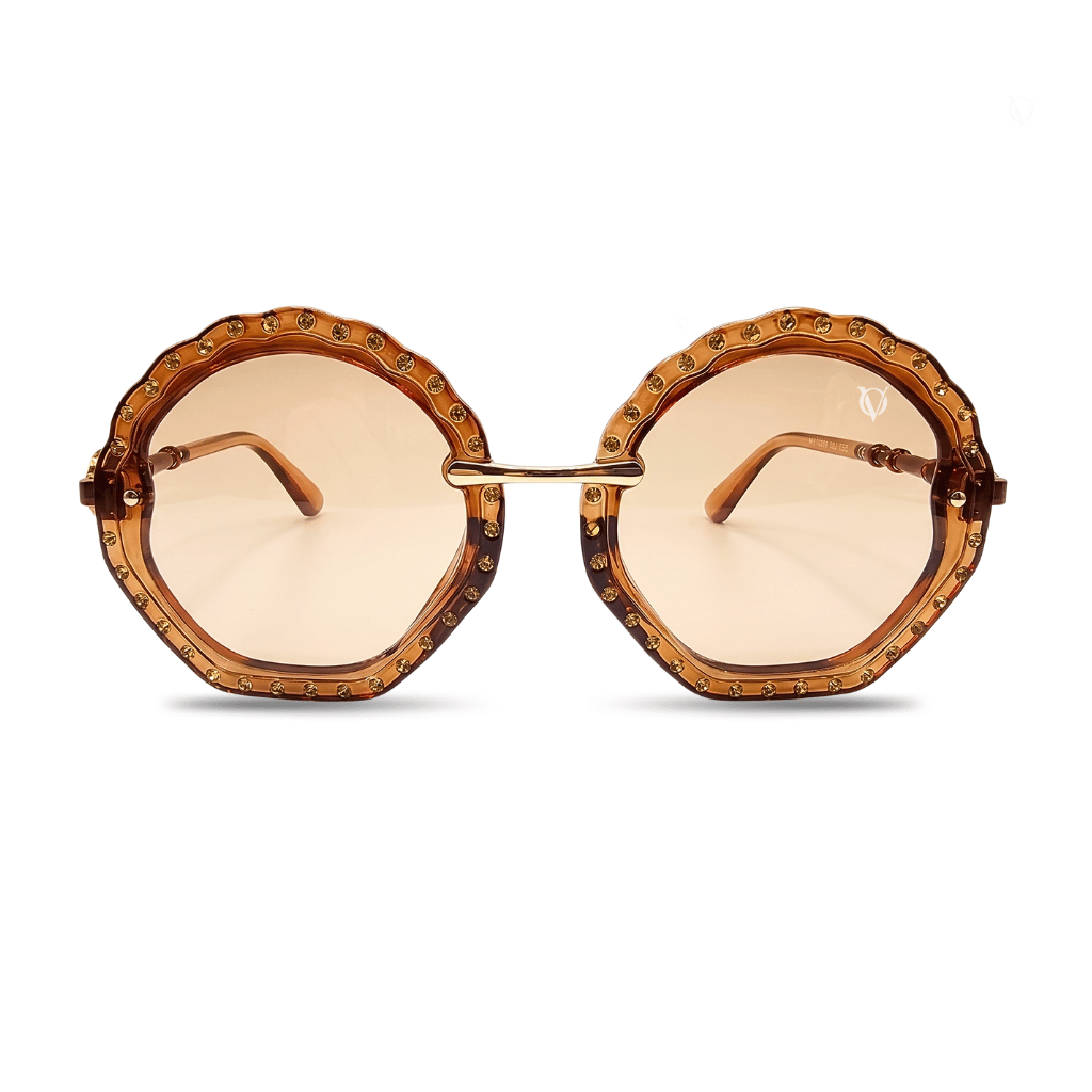 Bella Luxe Studded Round Gradient Sunglasses (2782)