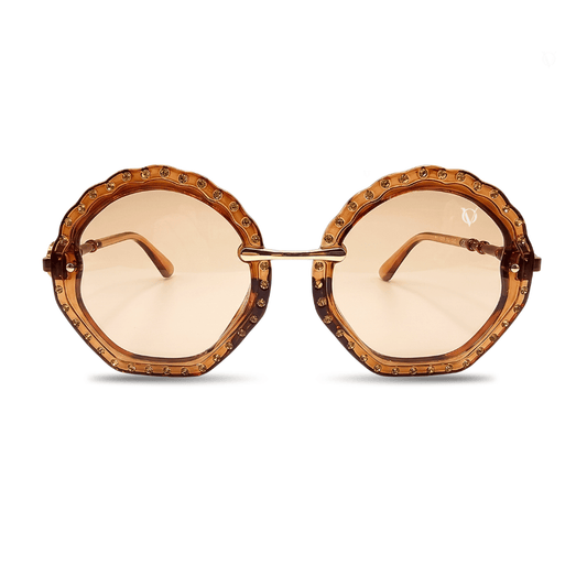 Bella Luxe Studded Round Gradient Sunglasses (2782)