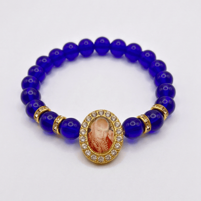 GURUJI BLUE BEAD BRACELET (ORO SILVER)