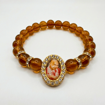 GURUJI BROWN BEAD BRACELET (ORO SILVER)