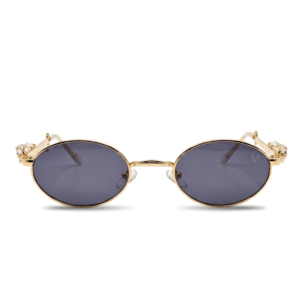 Crystal Muse Oval Sunglasses (S020) Gold
