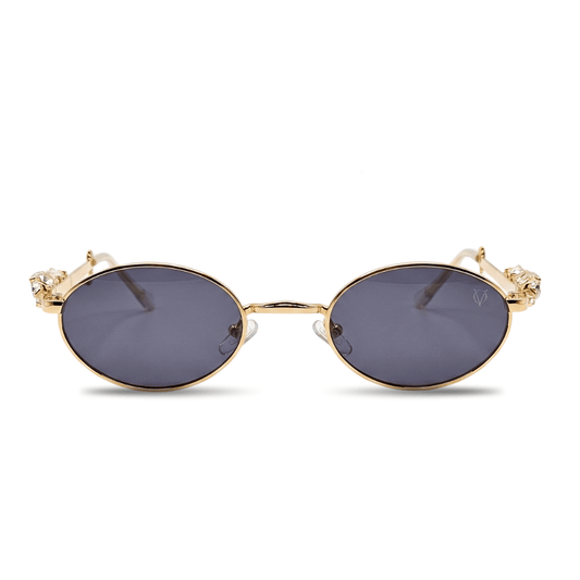 Crystal Muse Oval Sunglasses (S020) Gold