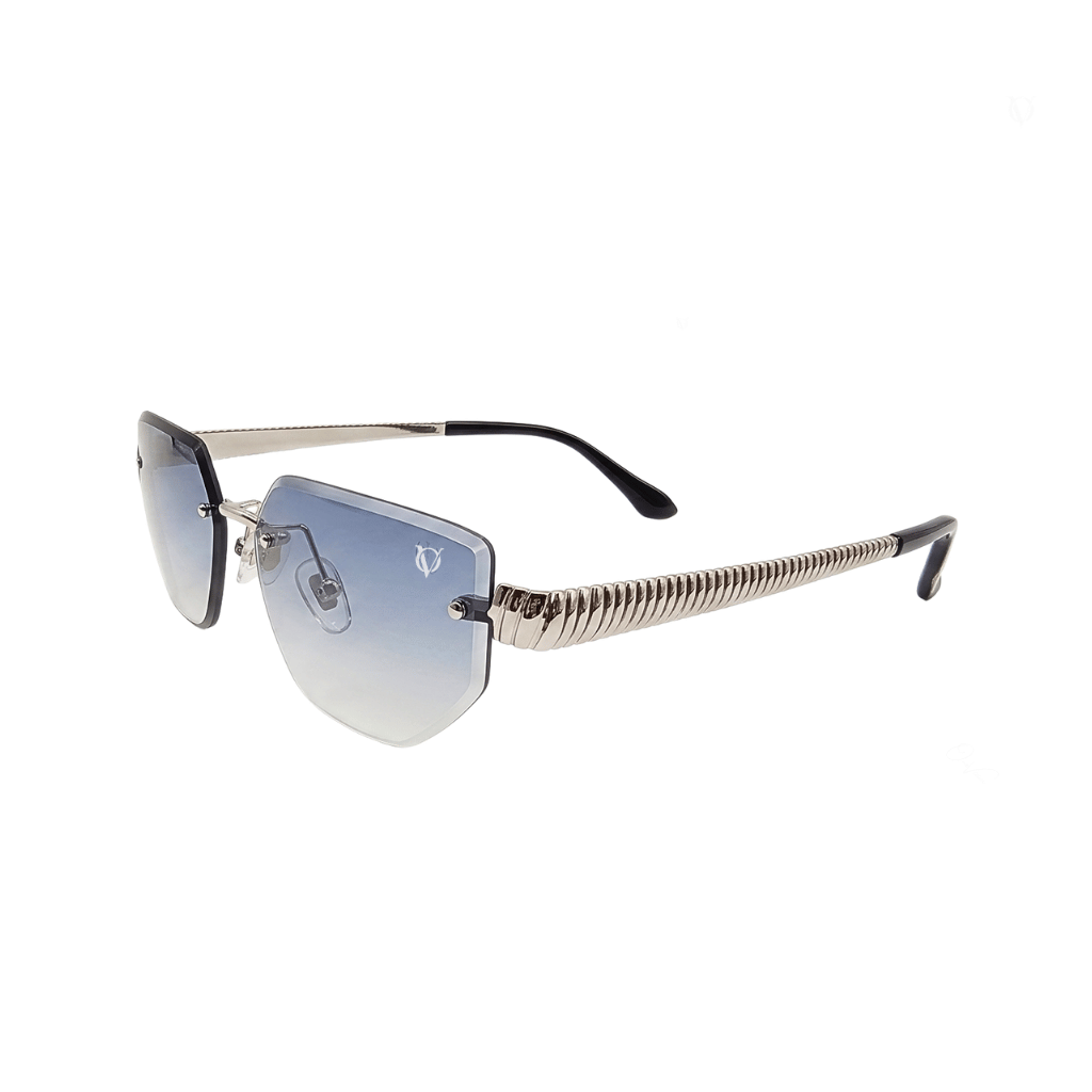 Silver Edge Rimless Blue Gradient Sunglasses (2748)