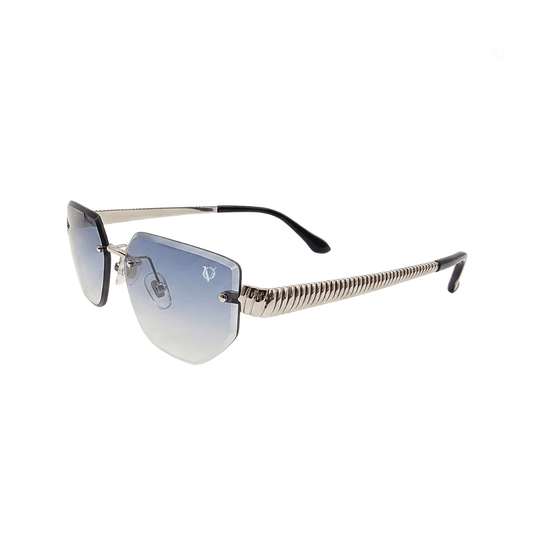 Silver Edge Rimless Blue Gradient Sunglasses (2748)