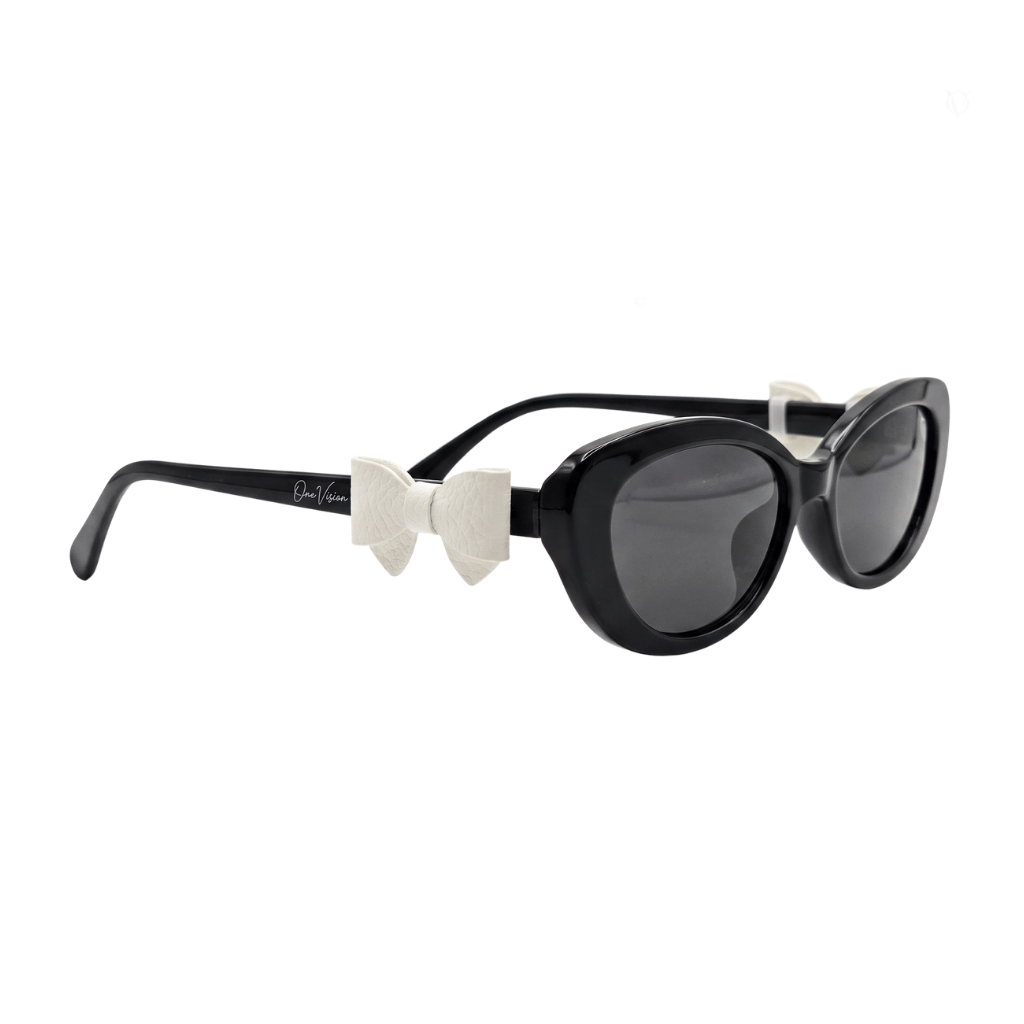 Midnight Bow Oval Sunglasses (T-57) White Bow