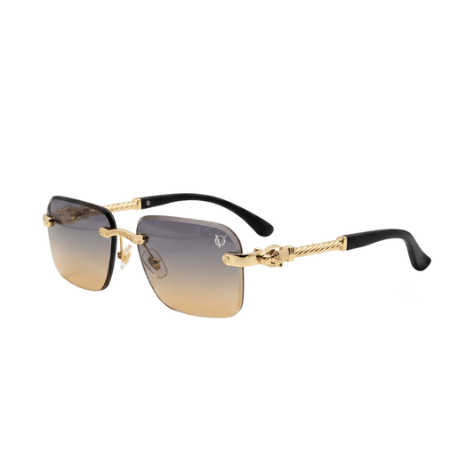 Regal Panther Gold Rimless Gradient Sunglasses (2507)