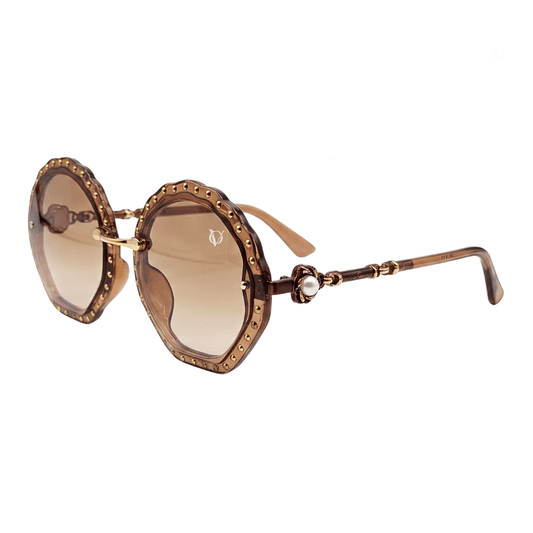 Bella Luxe Studded Round Gradient Sunglasses (2782)