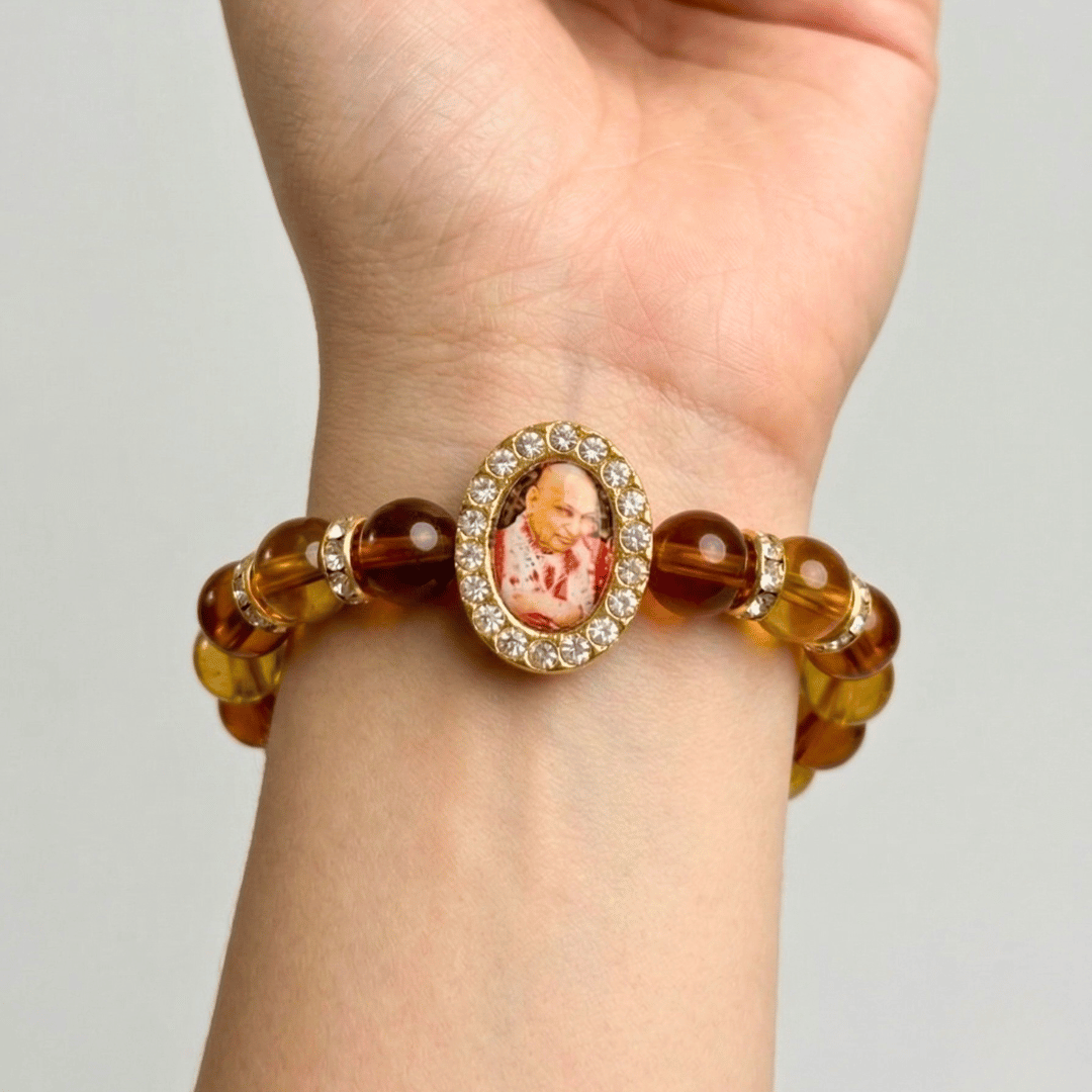 GURUJI BROWN BEAD BRACELET (ORO SILVER)
