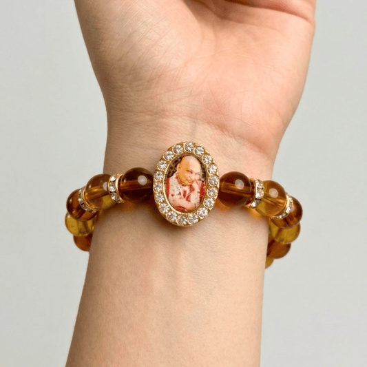 GURUJI BROWN BEAD BRACELET (ORO SILVER)