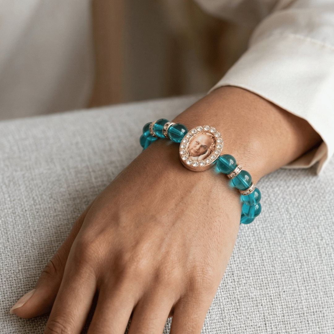 GURUJI M.BLUE BRACELET (ORO SILVER)