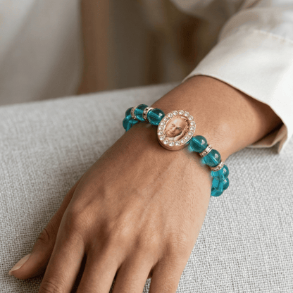 GURUJI M.BLUE BRACELET (ORO SILVER)