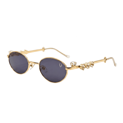 Crystal Muse Oval Sunglasses (S020) Gold