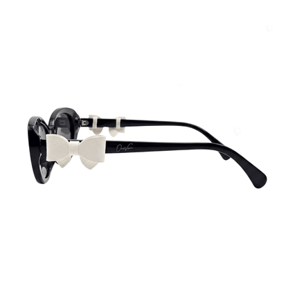 Midnight Bow Oval Sunglasses (T-57) White Bow