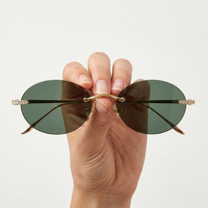 Oval Green Gold/Tint Black (J-038)