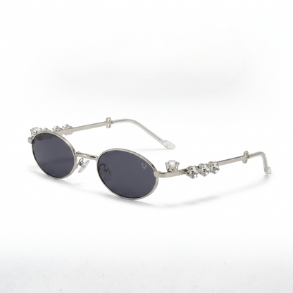 Crystal Muse Oval Sunglasses (S020)Silver