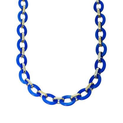 trendy funky blue chain with small silver metal loops