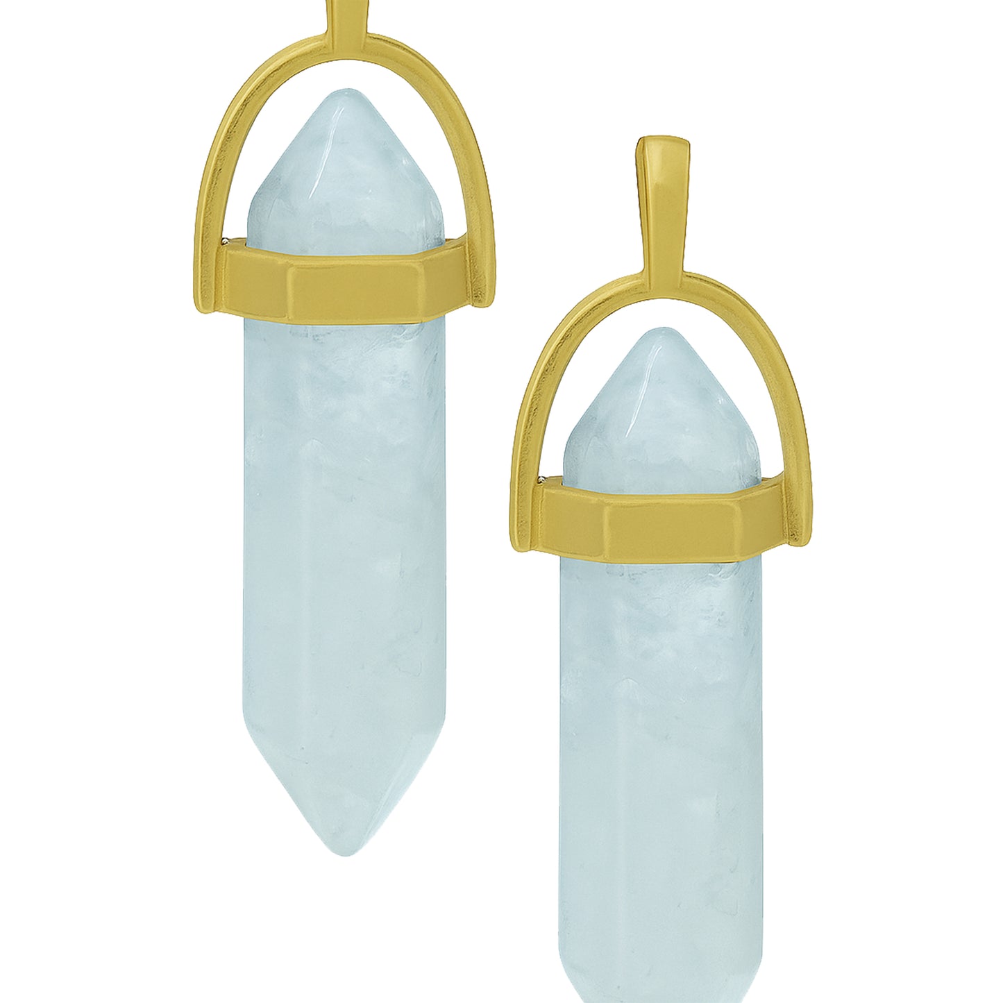 Clear-greyish crystal pointed charms with golden caps-zoomed view