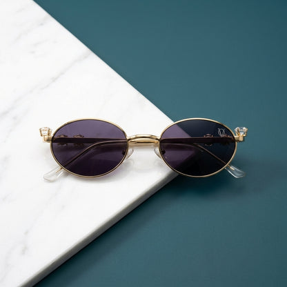 Crystal Muse Oval Sunglasses (S020) Gold