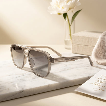 Smoke Aviator Oversized Gradient Sunglasses (17022)