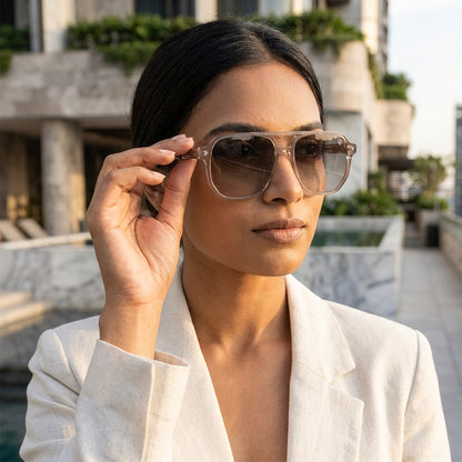 Smoke Aviator Oversized Gradient Sunglasses (17022)