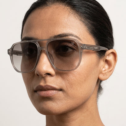 Smoke Aviator Oversized Gradient Sunglasses (17022)