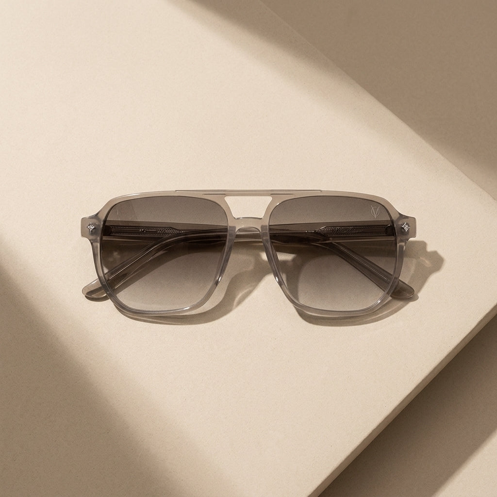 Smoke Aviator Oversized Gradient Sunglasses (17022)