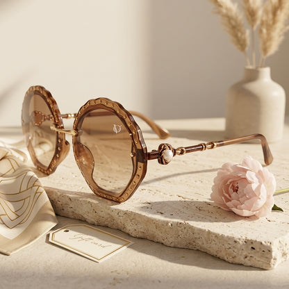 Bella Luxe Studded Round Gradient Sunglasses (2782)