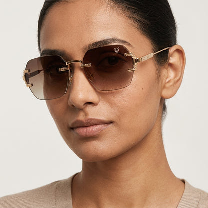 Aurelia Luxe Gold Rimless Gradient Sunglasses (2506)