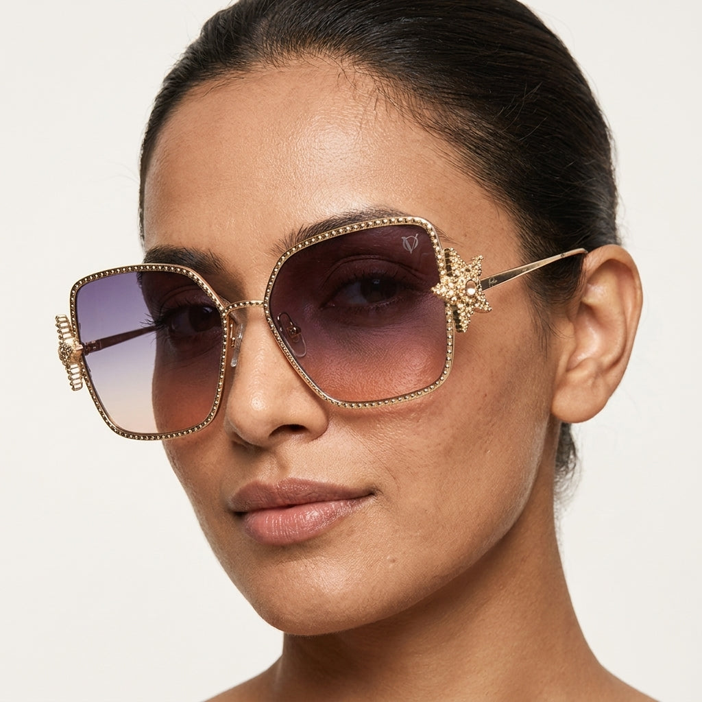 Starluxe Gold Starburst Gradient Sunglasses (98138)
