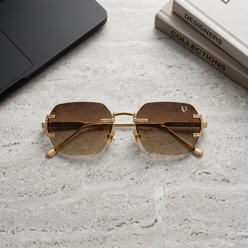 Aurelia Luxe Gold Rimless Gradient Sunglasses (2506)