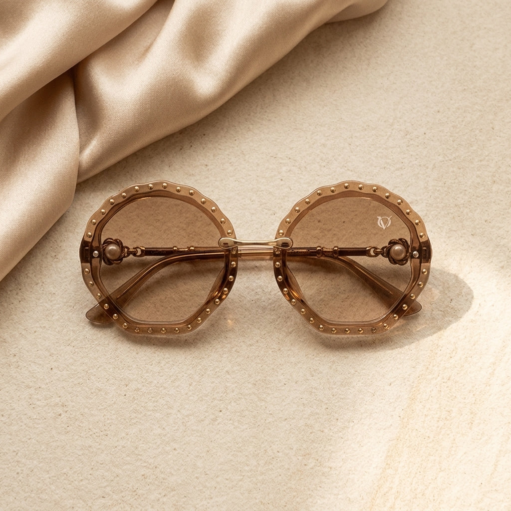 Bella Luxe Studded Round Gradient Sunglasses (2782)