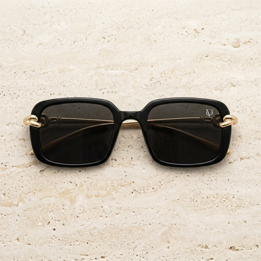Noir Luxe Gold Link Square Sunglasses (3060)