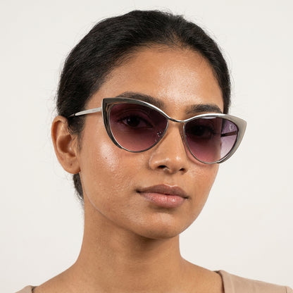 Luna Silver Cat-Eye Gradient Sunglasses (81060)