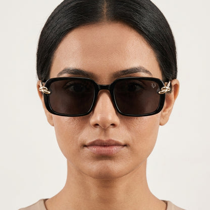Noir Luxe Gold Link Square Sunglasses (3060)