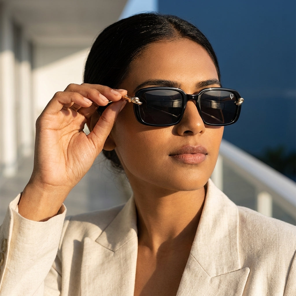 Noir Luxe Gold Link Square Sunglasses (3060)