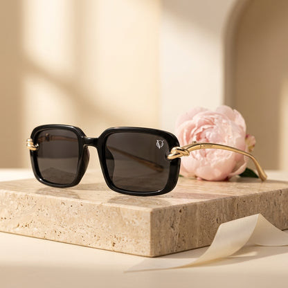Noir Luxe Gold Link Square Sunglasses (3060)