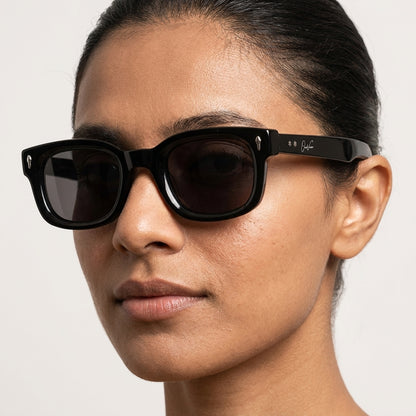 Midnight Crest Classic Black Square Sunglasses (17007)