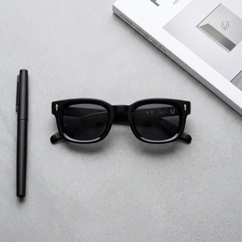 Midnight Crest Classic Black Square Sunglasses (17007)