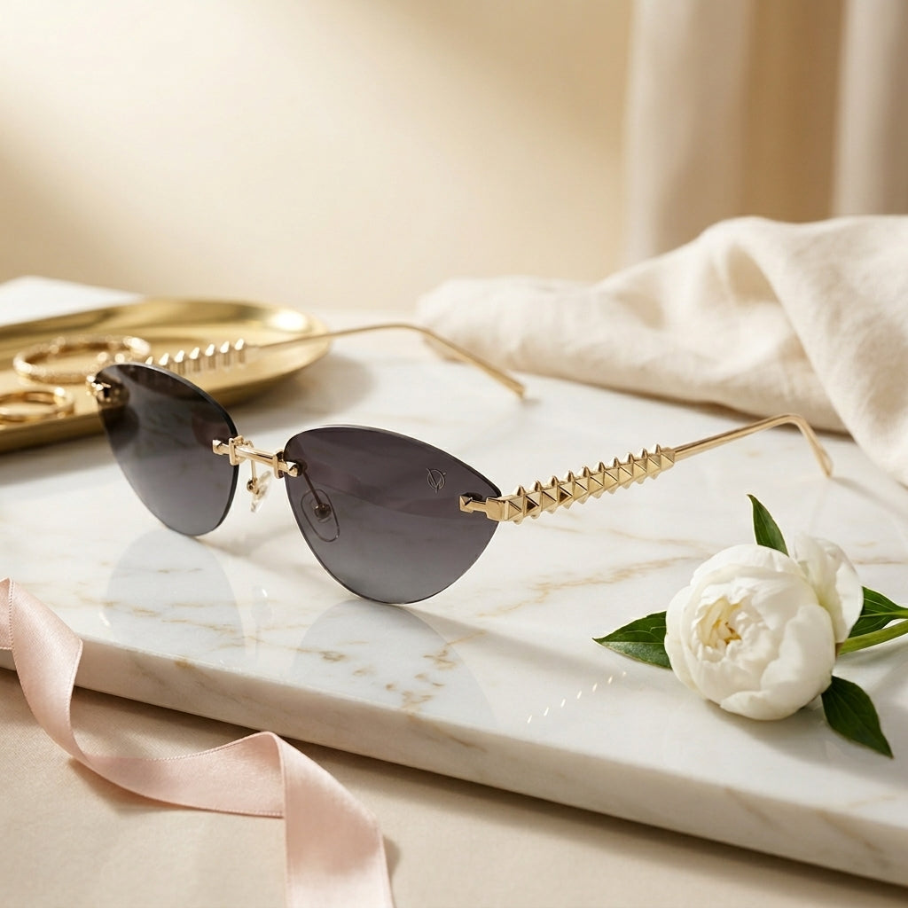 Vortex Stud Rimless Sunglasses (S-089)