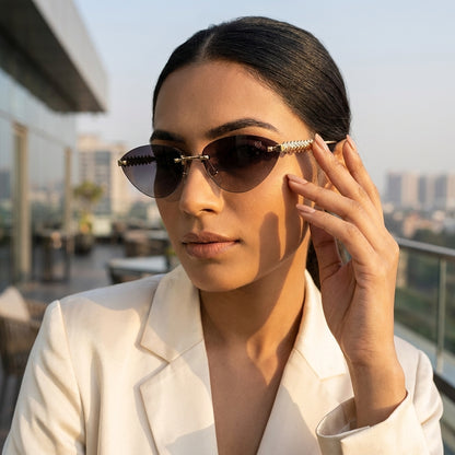 Vortex Stud Rimless Sunglasses (S-089)