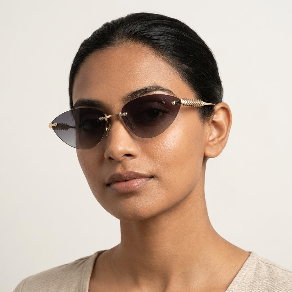 Vortex Stud Rimless Sunglasses (S-089)