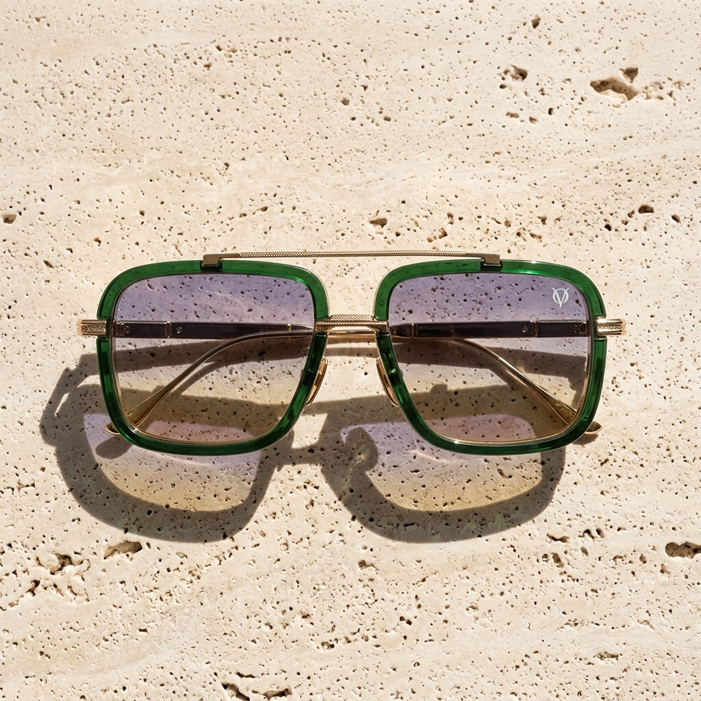 Emerald Royale Gold Double Bridge Sunglasses (3804)